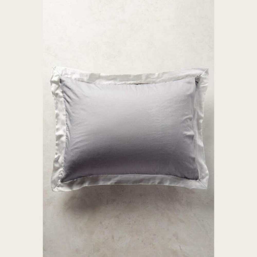 Anthropologie Pillow Shams Gathered Silk Grey Std - Picture 3 of 8